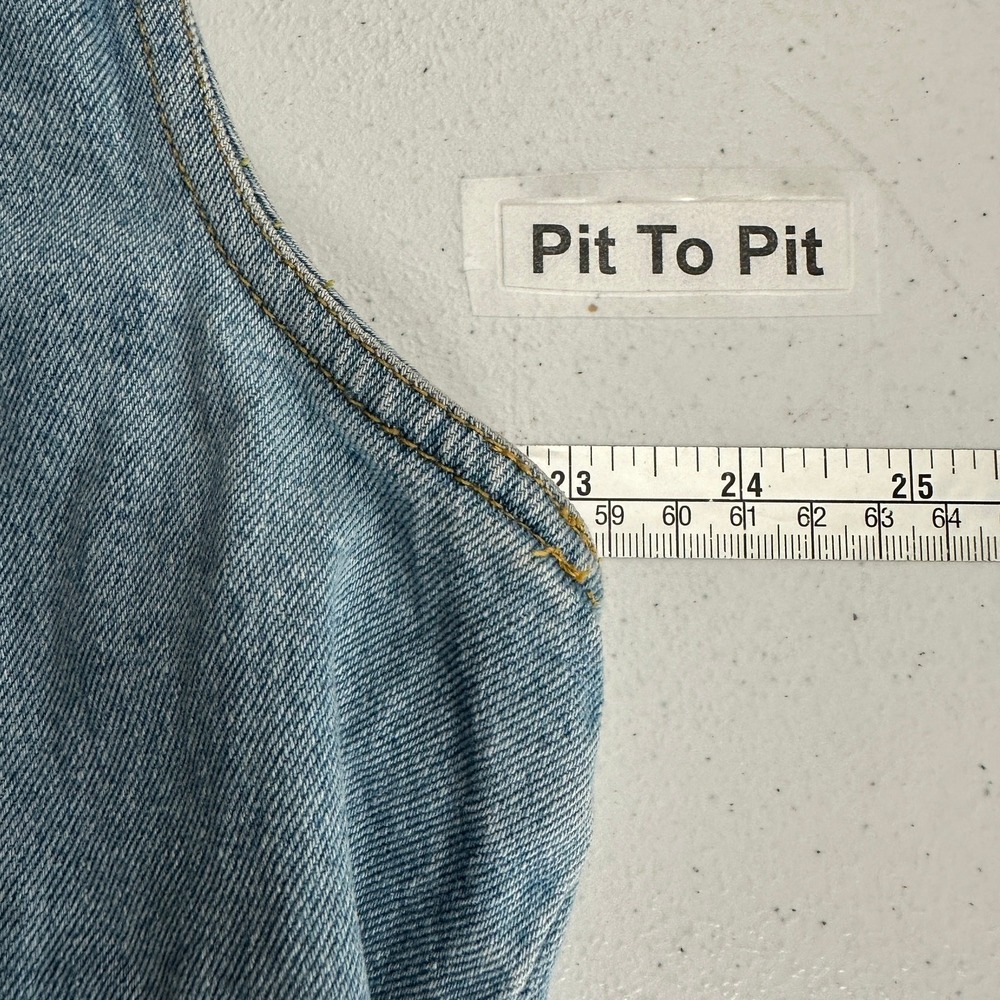 Womens Vintage Y2K Jean Denim Vest Size XL Grunge Streetwear Utility 90s - Picture 6 of 8